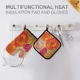 thumbnail image 4 of Yayeee Oven Mitts and Pot Holder Set of 2 Heat Resistant Kitchen Gloves Baking Hot Pad, Orange Abstract Floral, 4 of 5