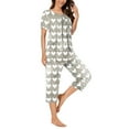 thumbnail image 5 of MuZeFu Women'S Pajama Sets Short Sleeve Shirt and Capri Soft Pajama Sets Women's Round Neck Heart Print Short Sleeve Sleepshirt And Pants Sets Loungewear Pajamas With Pockets, 5 of 6