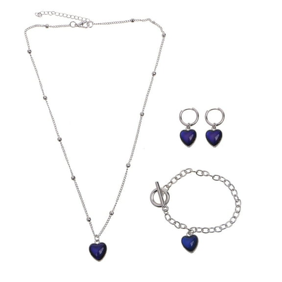 WE-POLUJ Mood Heart Pendant Necklaces Temperature Control Color Change Clavicle Chain