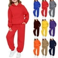 thumbnail image 6 of Kids Sweatsuit 2 Piece Tracksuit Hooded Sweatshirt and Jogger Sweatpants Set Unisex Sports Outfits for Boys Girls,Red 8-9 Years, 6 of 7