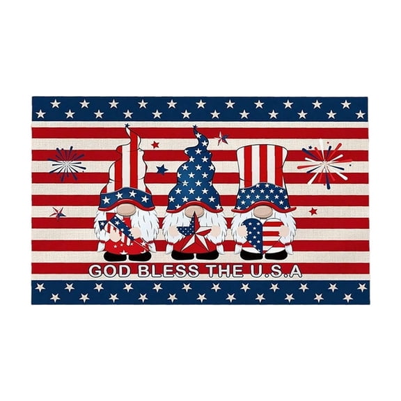 Patriotic Stars Stripes 4th of July Doormat Rug 16x24in, Independence Memorial Day Front Door Mat for Indoor Outdoor Non Slip Rubber Backing Entryway Kitchen Floor Decor