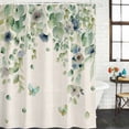 thumbnail image 4 of 66x72 Inch Shower Curtains for Bathroom, Sage Green Eucalyptus Fabric Bath Curtain Decor, Weeping Botanical Leaves Linen Waterproof Restroom Curtains Shower Set Accessories with 12 Hooks 66 Inch, 4 of 7