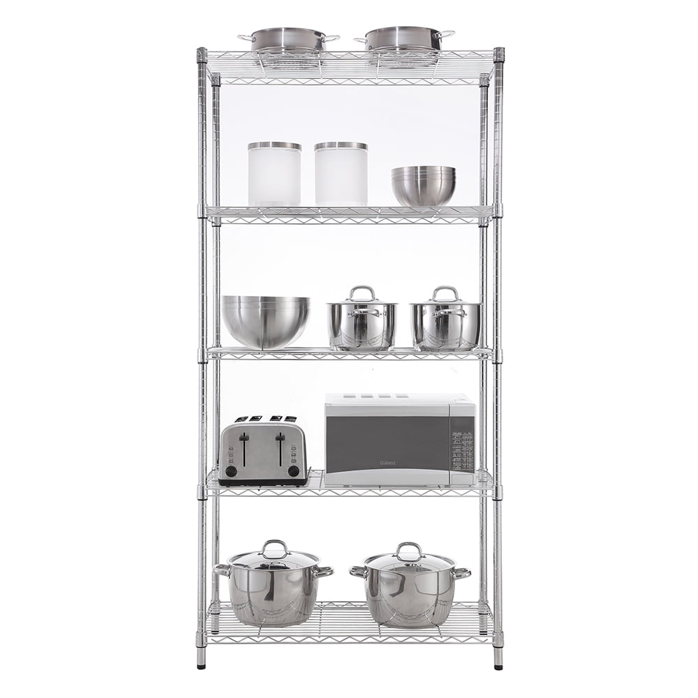 5 tier chrome utility wire shelving unit 18x36x72in