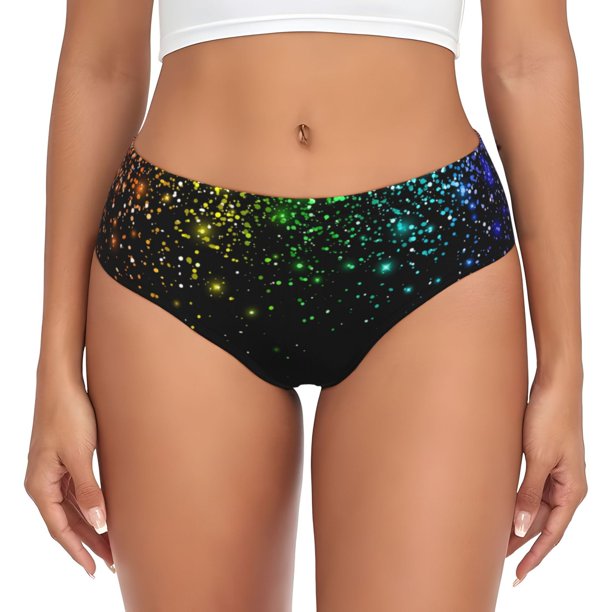 Balery Night Rainbow Sparkles Ropa Interior de Algodón para Mujer con Dibujo – Braguitas Cómodas y Elásticas, Estilo Clásico-Medium