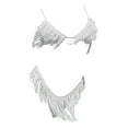 thumbnail image 1 of Conjunto de bikini con borlas y corte alto, traje de baño brasileño para mujer, traje de baño de fiesta Blanco XL, 1 of 8