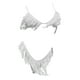 thumbnail image 1 of Conjunto de bikini con borlas y corte alto, traje de baño brasileño para mujer, traje de baño de fiesta Blanco XL, 1 of 8