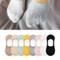 thumbnail image 5 of LZHGirlshop 5 Pairs Sock for Women Lace No Show Socks Ultra Low Cut Non Slip Breathable Solid Color Boat Socks,Black,One size, 5 of 6