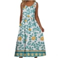 thumbnail image 3 of Gamivast Womens Summer Dresses Flattering Scoop Neck Sleeveless Midi Dresses Vintage Floral Print Bohemian Dress with Pockets A-Line Comfy Daily Wear, 3 of 5