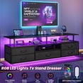 thumbnail image 2 of Plonmago TV Stand with Mount, LED Light,Power Outlets and 5 Storage Drawers,for 32/55/65/70 inch TVs, 51.2" TV Console Table for Living Room Bedroom,Black, 2 of 8