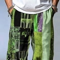 thumbnail image 5 of SGFCWSX Mens Harem Pants Patchwork Elastic Waist Drawstring Pockets Loose Boho Hippie Beach Casual Pants Green Size 4XL, 5 of 9