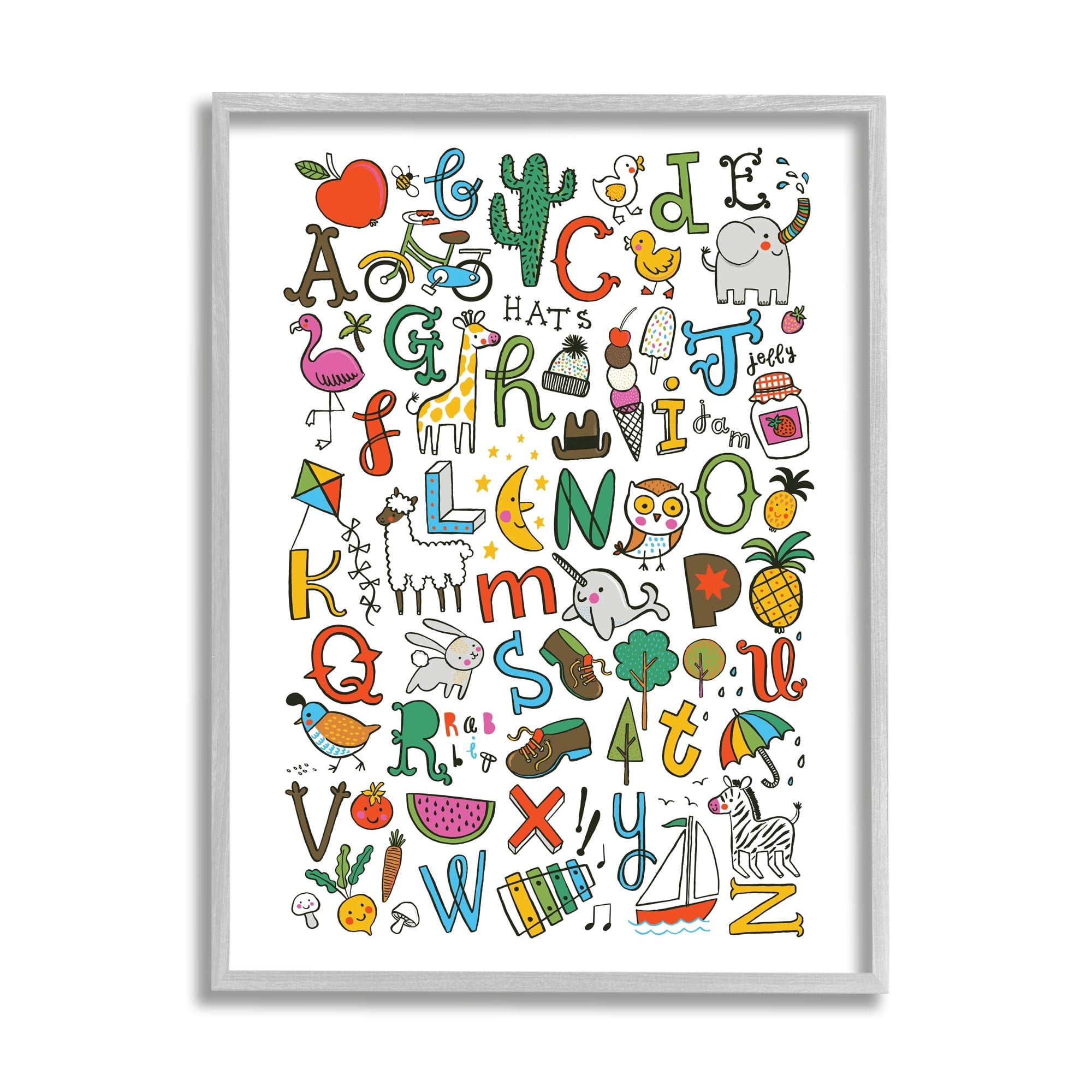 Stupell Industries Infantile Alphabet with Illustrations Educational Literature,16 x 20, Design by Abi Hall