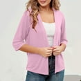 thumbnail image 5 of UVEASISHA 3/4 Sleeve Cardigan for Women Lightweight Open Front Draped Cardigans Fashion Solid Shrug Coverups with Pockets Pink L, 5 of 7