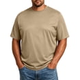 thumbnail image 2 of Big and Tall Shirts for Men Short Sleeve Crew Neck Summer Shirts Moisture Wicking Casual Basic Mens T-Shirts Khaki L, 2 of 6