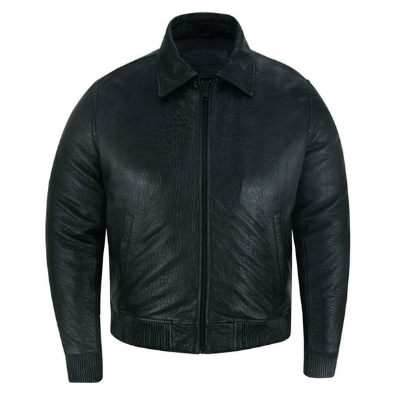 Daniel Smart Men Motorcycle Leather Jacket Black Fashion Leather Jacket with Pointed Collar