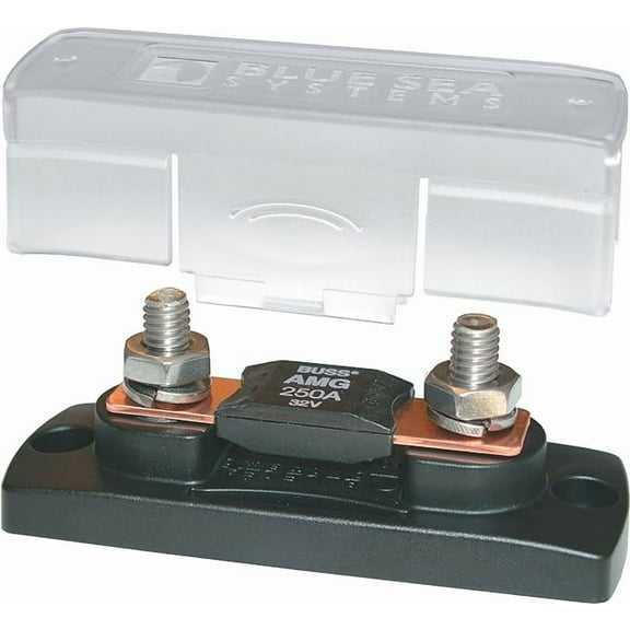 Blue Sea Systems 5001 MEGA/AMG Fuse Block with Cover, 100-300 Amp, 32V DC , 4.07" x 1.5"