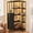 Black, variant on HIGDBFE 5-Tier Corner Bookshelf with LED Lights and 4 Fabric Drawers, L-Shaped Industrial Bookcase, Corner Display Shelf for Living Room, Home Office, Rustic Brown
