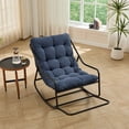 thumbnail image 2 of S-HOME Outdoor Rocking Chair With Soft Thick Cushion, Black Steel Frame, For Living Room & Patio Use, Navy Blue, 2 of 15