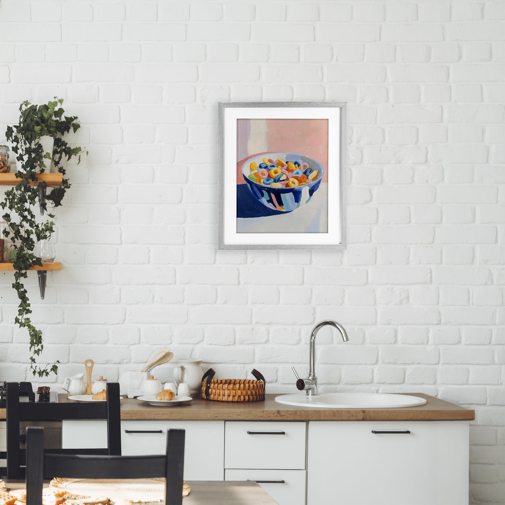 Stupell Industries Colorful Cereal Bowl Gray Framed Print Under Glass, design by The Prints Vibe