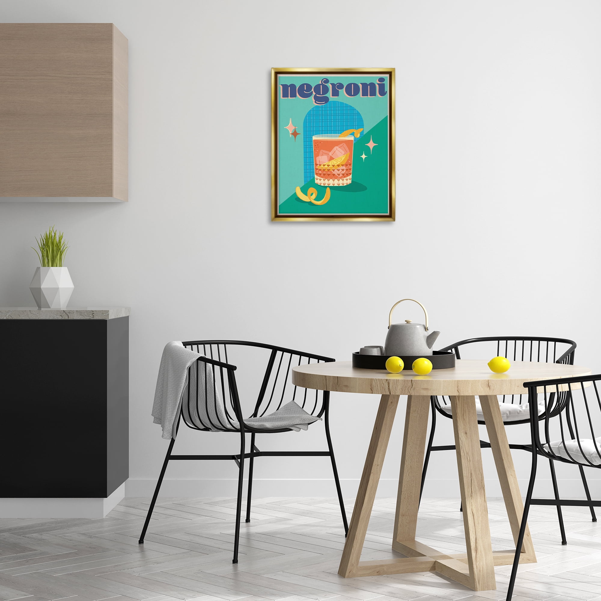 Stupell Industries Classic Retro Negroni Food & Beverage Painting Gold Floater Framed Canvas Art Print Wall Art, 17 x 21