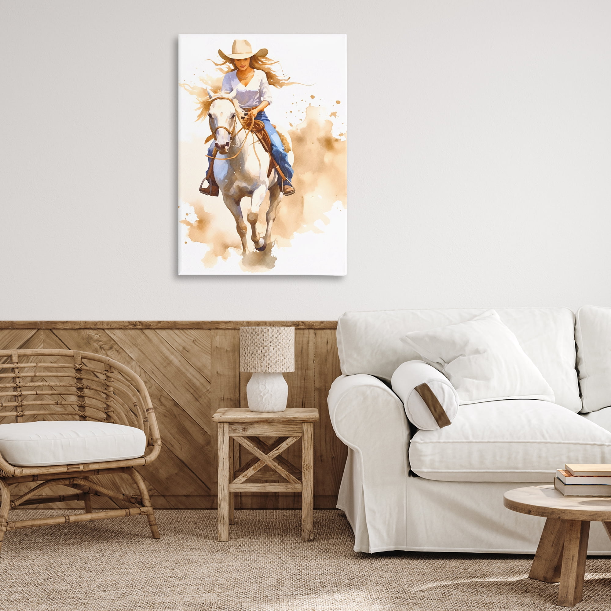 Stupell Industries Cowgirl Jockey Charm People Painting Wrapped Canvas Art Print Wall Art, 24 x 36