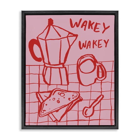 Stupell Industries Wakey Breakfast Doodles Black Framed Floater Canvas Wall Art, design by Jenaya Jackson