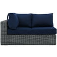 thumbnail image 3 of Lounge Loveseat Sofa, Blue Navy, Rattan, Wicker, Outdoor Patio Balcony Cafe Bistro Garden Hospitality Restaurant, Modern Contemporary HB32758, 3 of 3