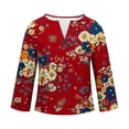 thumbnail image 4 of Womens Patriotic Linen Shirts Long Sleeve Button Down Floral Shirt Tops Loose Holiday July 12th Outfits Red, 3XL, 4 of 6