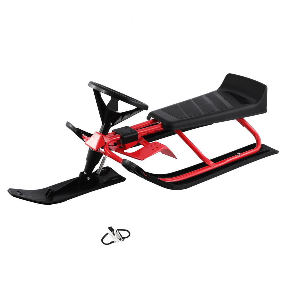 OverPatio Snow Racer Sled, Ski Slider Board, with Steering Wheel