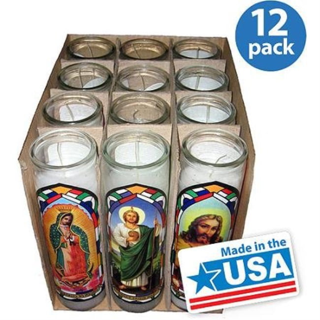 2 Pack Velas 7 day Glass Assorted Religious Candle 