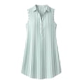 thumbnail image 6 of VBVC Women's Cotton-Linen Striped Shirt Dress,Ladies Sleeveless Button Down Midi Dresses,Summer Beach Vacation Collared Dresses for Women,Mint Green,S-2XL, 6 of 10