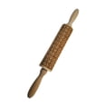 thumbnail image 2 of Rodillo de madera grabado en relieve para Navidad, para repostería, , pasteles, patrón de copo de nieve, material de madera resistente, adecua, 2 of 9