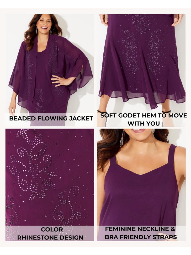 masquerade beaded dress set Plus Size Women's by Catherines in Victoria Purple (Size 26 W) Ladies dresses