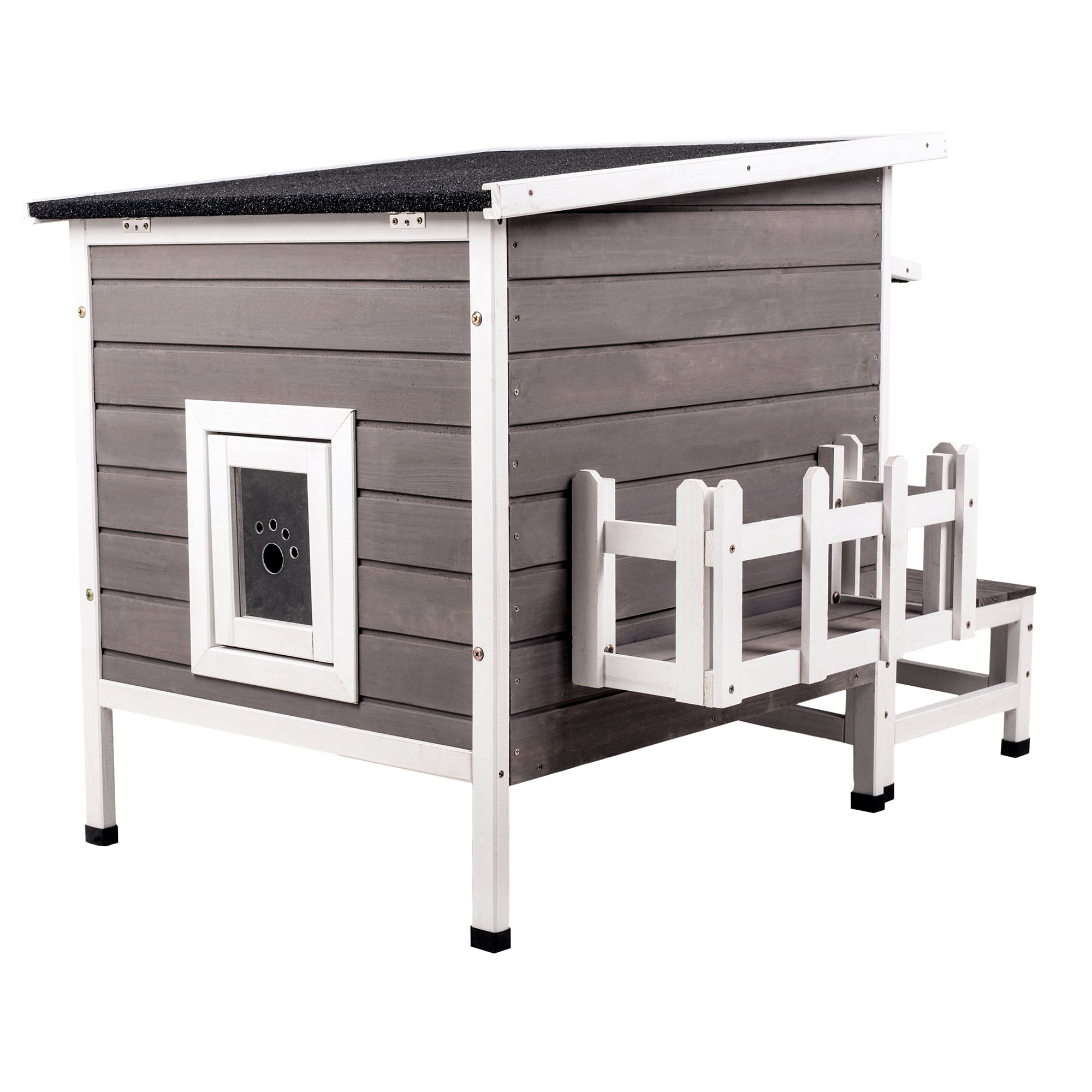 Resenkos Outdoor Cat House Wooden Kitty Shelter, Waterproof Small Animal House Resenkos Outdoor Cat House Wooden Kitty Shelter, Waterproof Small Animal House