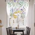 thumbnail image 3 of Spring Floral Pig Balloon Curtains for Living Room/French Door, Weeping Flowers Leaves Farmhouse Watercolor Tie Up Curtains 63 Inch Length Energy Saving Kitchen Curtains Shades for Windows 42"x63", 3 of 8