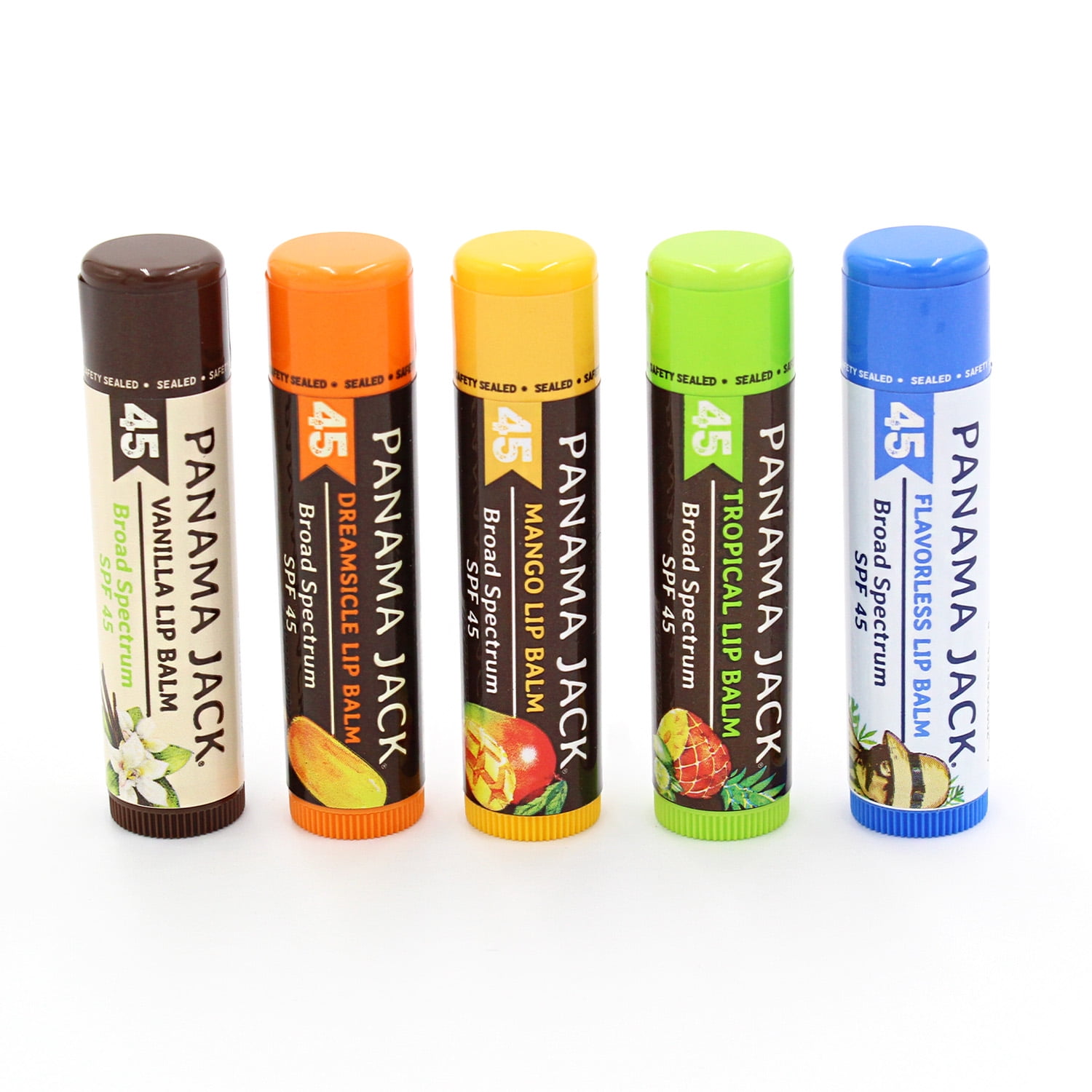 Panama Jack Sunscreen Lip Balm - SPF 45, Broad Spectrum UVA-UVB Sunscreen Protection, Prevents & Soothes Dry, Chapped Lips (Pack of 7, Flavorless)