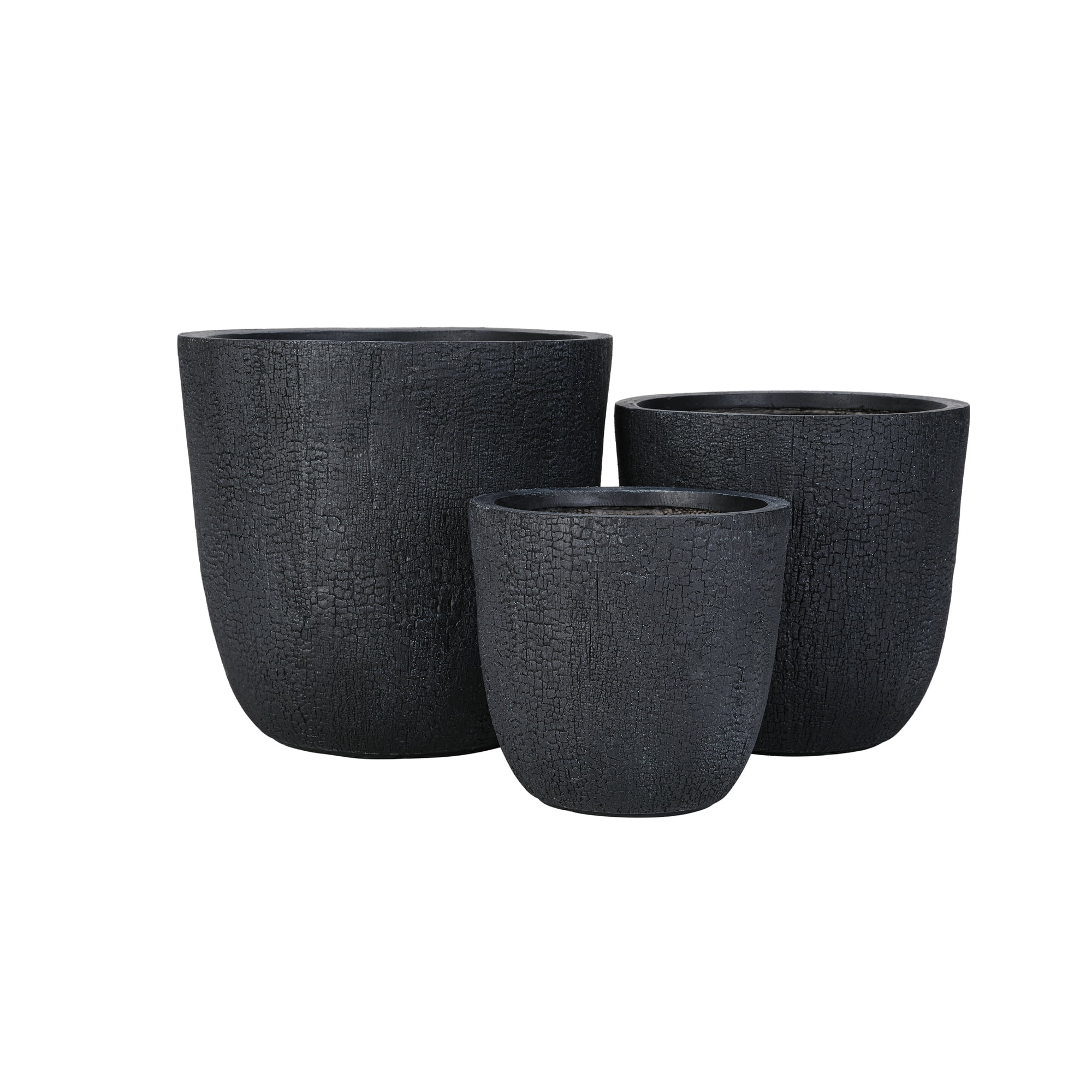 Euroco Large Concrete Planter Set of 3, 16.93"+13.78"+11.02" Dia Round Stackable Flower Pots with Drainage Holes and Rubber Plug,Modern Decorative Pots for Patio Garden Balcony Indoor Outdoor