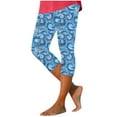 thumbnail image 2 of Jjayotai Womens Pants, Womens Yoga Pants, Women's High Waist Yoga Pants, Summer Trousers, Floral Printed Slim Capris Pants, Capri Leggings for Women Multicolor^ XL, 2 of 5
