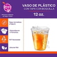 thumbnail image 4 of Berry Hip 100 Vasos de Plastico de 12 oz (355 ml) con Tapa con Boquilla Transparentes, Vasos Perfectos para Llevar Café, Chocolate, Bebidas Frias, Batidos Best Trading VTB12-2, 4 of 5