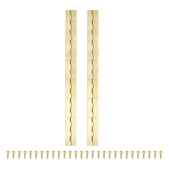 14x1.2 Inch Piano Hinge,2 Pcs Continuous Hinge with Holes for Piano Gate Door Wooden Storage Box Cabinet Boat,Gold