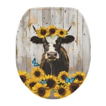 ZUXONGSY Cow Sunflower Toilet Lid Seat Cover Machine Washable Seat Covers Butterfly Easy to Install Toilet Lid Cover Keep Dust Stain Off Bathroom Accessories Decoration