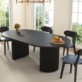 thumbnail image 3 of Weselon 41"-78" Extendable Oval Dining Table for 4-8, Modern Farmhouse Kitchen Table with Roman Column Leg, Large Wood Dining Room Table, Black, 3 of 10