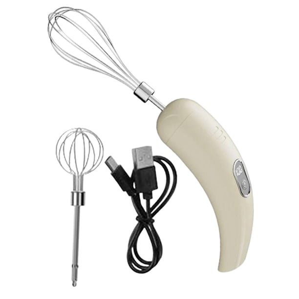 Batidora eléctrica de mano inalámbrica, fácil de limpiar, portátil, para batir y espumar huevos. Beige