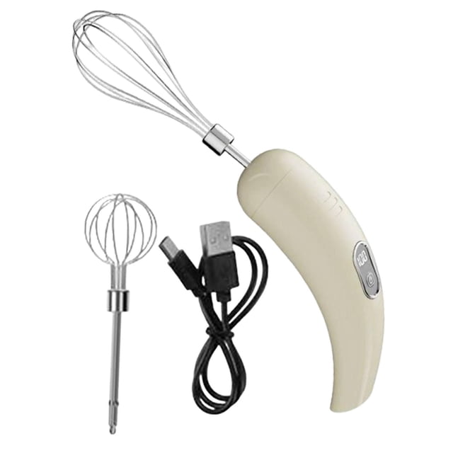 jifeng Cordless Hand Mixer Compact Electric Egg Beater for Kitchen Baking Cake Shop Beige