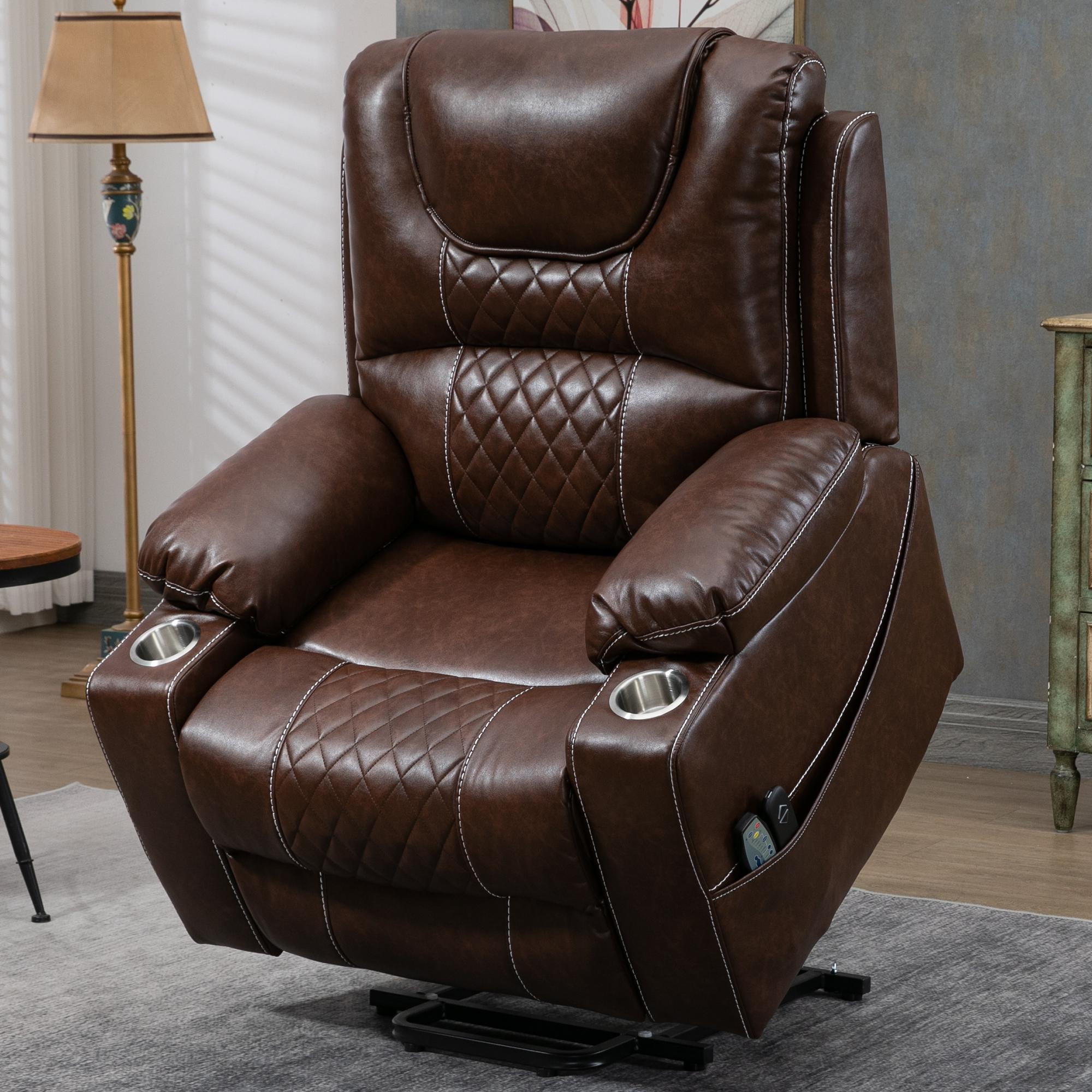 BTMWAY Large Lift Chair with Heated and Massage Functions, Extended ...
