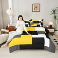thumbnail image 4 of Erosebridal Yellow Geometric Bedding Twin Comforter Set, Chic Rectangle Bedding Sets Twin with Comforter, Modern Fashion Reversible Down Comforter, Breathable Bedroom Decor, 2pcs, 4 of 8