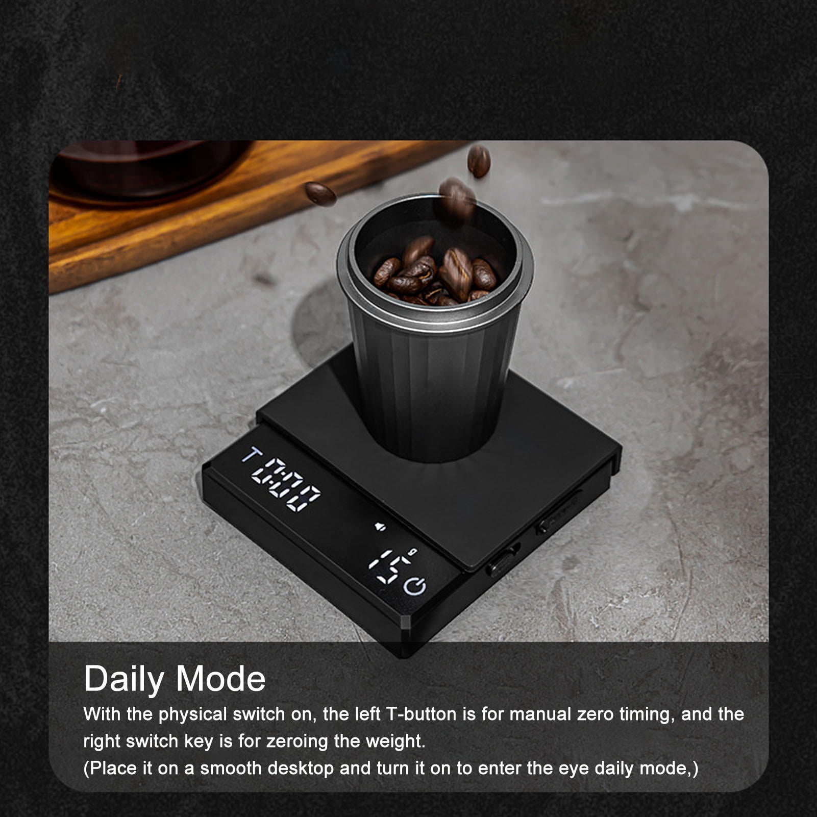 BOKYAN 900mAh Rechargeable Digital Coffee Scale – 0.1g Accuracy, 3 Timer Modes, Type‑C Charging, Compact & Portable