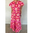 thumbnail image 2 of Women's Strawberry Pink Geo Print V-Neck Maxi Dress - [ZhiHiMeRi] | (US 12-14)L, 2 of 12