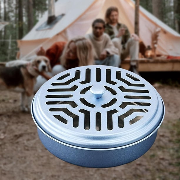 Soporte de caja de bobina portátil Placa de quemador de con cubierta Caja de Estuche ignífugo para patio al aire libre Oficina Jardí Azul Baoblaze Titular de la bobina de mosquitos