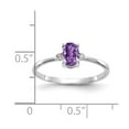 thumbnail image 3 of 14K White Gold Ring Band with Stones (02) February Amethyst Oval Purple Diamond Round, Size 9, 3 of 5