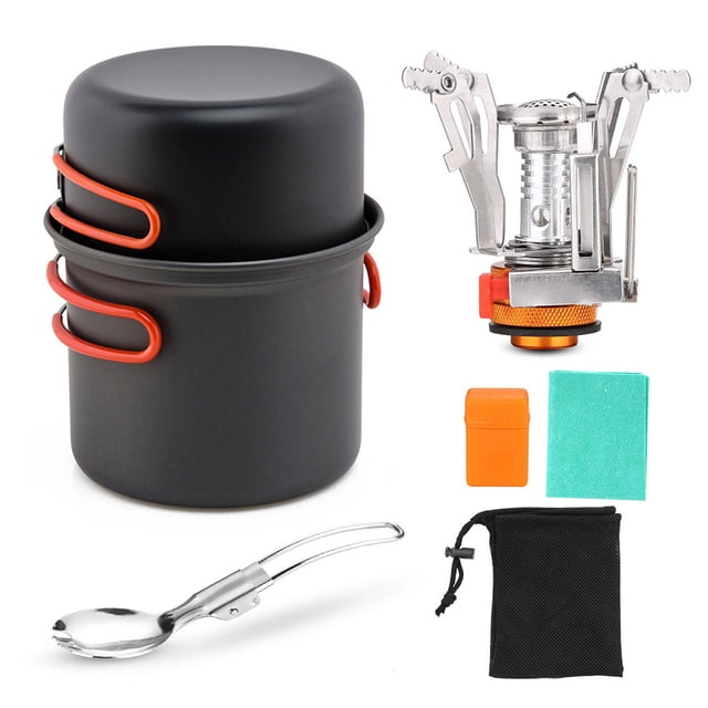 Camping Cookware Set with Camping Folding Spork Cooking Pots Dishcloth For Outdoor Picnic Camping Hiking Backpacking Multicolor
